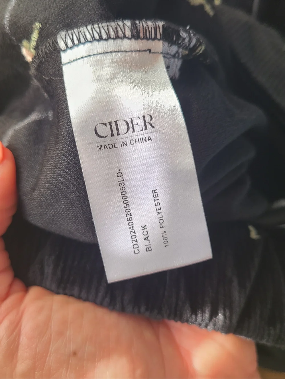 Cider Black Wide-Leg Velvet Pants with Embroidered Floral Accents - Picture 5 of 5
